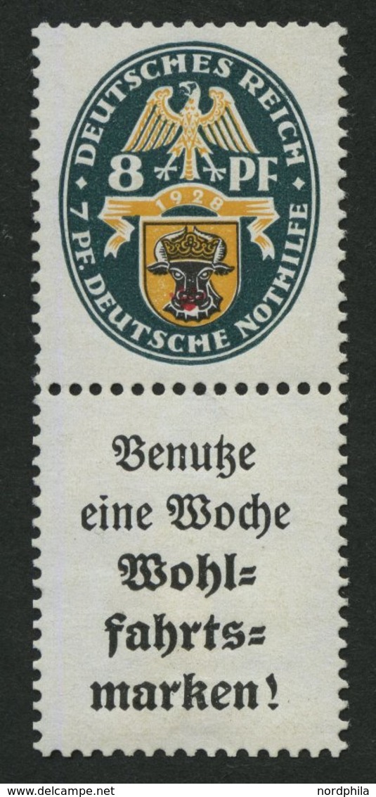 ZUSAMMENDRUCKE S 62 *, 1928, Nothilfe 8 + A2, Großer Falzrest, Pracht, Mi. 240.- - Zusammendrucke