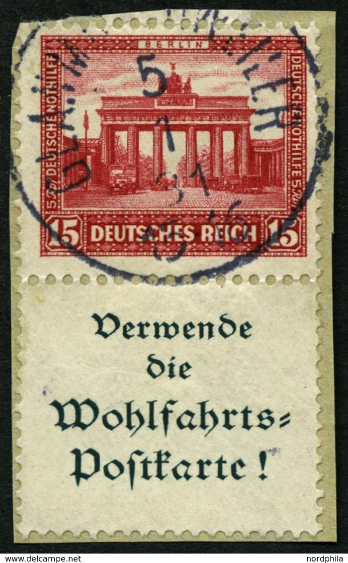 ZUSAMMENDRUCKE S 86 BrfStk, 1930, Nothilfe 15 + A1.3 Auf Knappem Briefstück, Pracht, Mi. 400.- - Zusammendrucke
