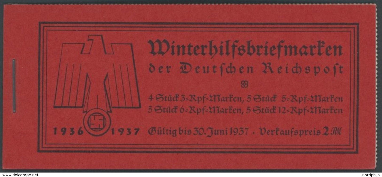 ZUSAMMENDRUCKE MH 43.3.4 **, 1936, Markenheftchen W.H.W., Klammer 19 Mm, Unbedruckt + Passerkreuz/-strich Unten, Pracht, - Zusammendrucke