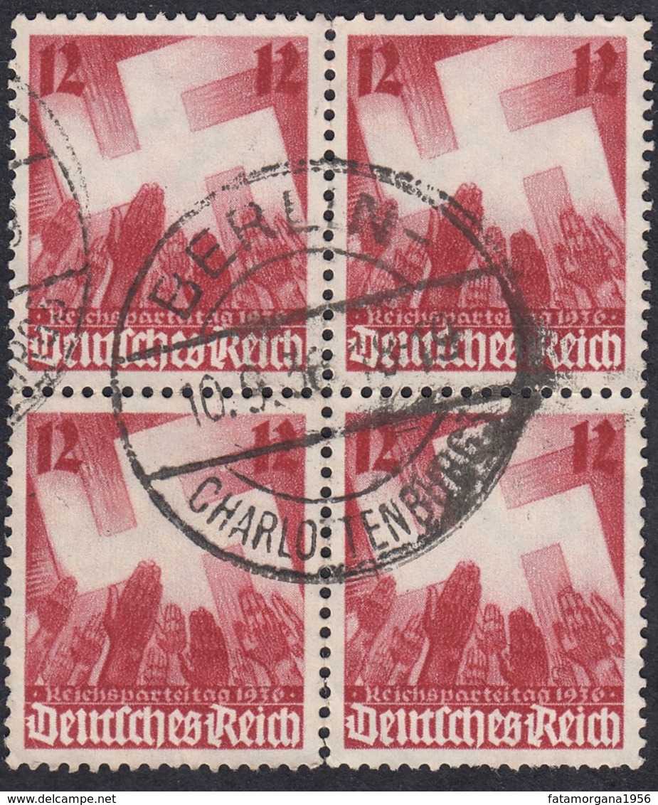 GERMANIA - ALLEMAGNE - 1936 - Quartina Obliterata Yvert 581. - Usati