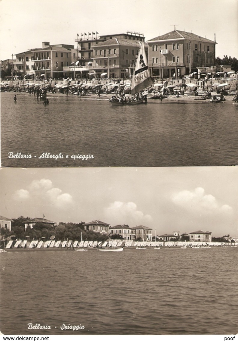 Bellaria : Alberghi E Spiaggia --- 2 Cards - Autres & Non Classés