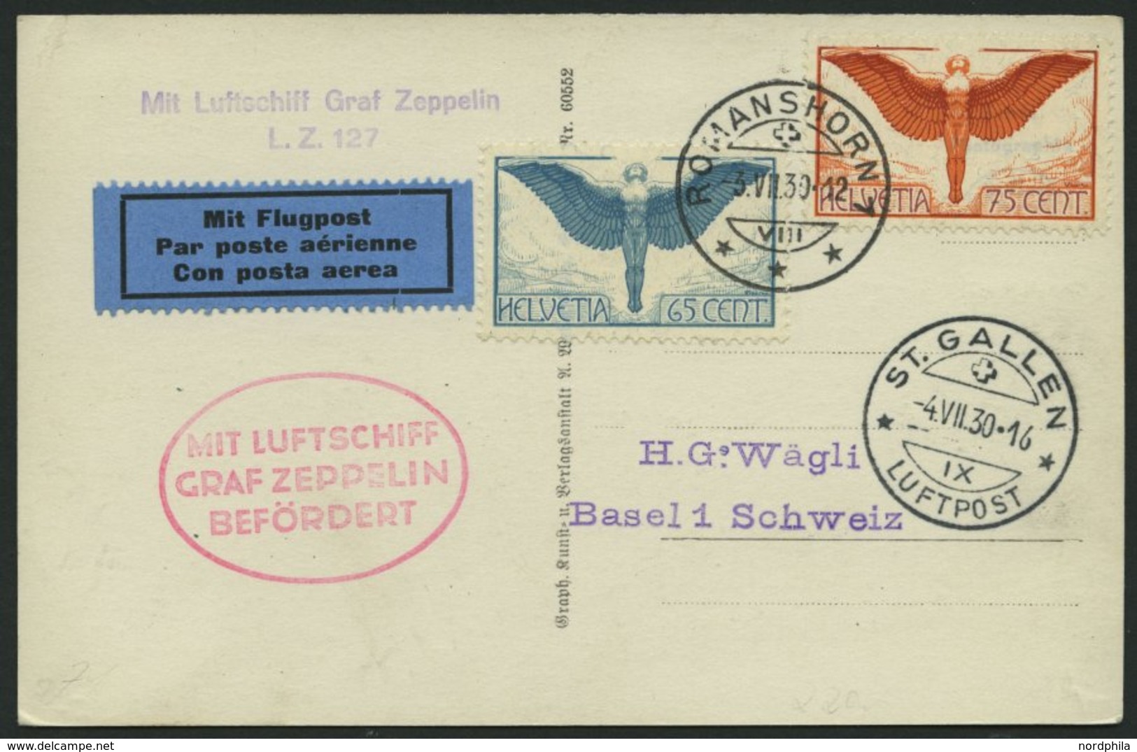 ZULEITUNGSPOST 71 BRIEF, Schweiz: 1929, Schweizfahrt, Abwurf St. Gallen, Prachtkarte - Luft- Und Zeppelinpost