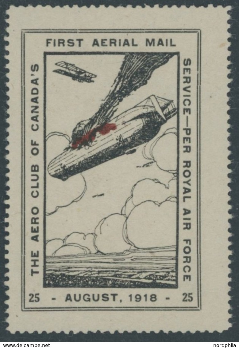 1918, 25 C. Spendenvignette Zeppelin-Abschuss Des Aero Clubs Of Canada, Feinst (dünne Stelle) -> Automatically Generated - Luft- Und Zeppelinpost