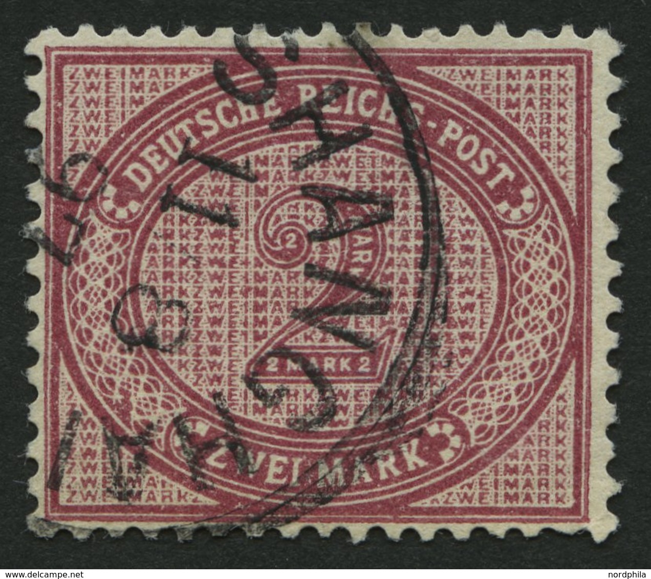 DP CHINA V 37eV O, 1891, 2 M. Dunkelrotkarmin Mit Abart Große Unterbrechung In Der Guilloche Unten Links, Stempel SHANGH - Deutsche Post In China