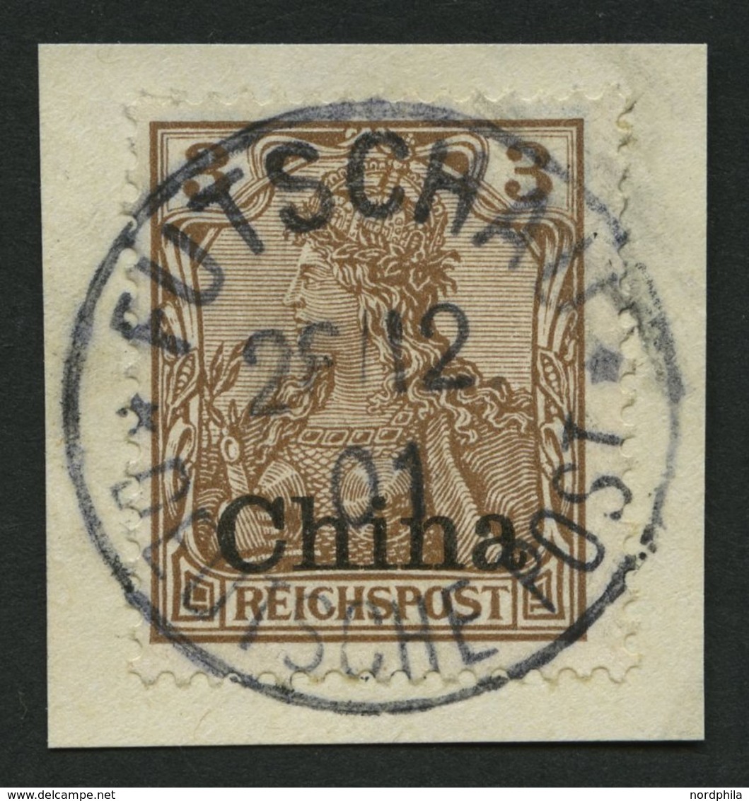 DP CHINA 15b BrfStk, 1902, 3 Pf. Dunkelorangebraun, Zentrischer Stempel FUTSCHAU, Kabinettbriefstück - Cina (uffici)