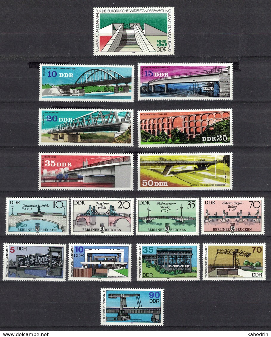 DDR Between 1976 - 1988, Brücken Bridge Brug Pont Puente Ponte **, MNH - Brücken