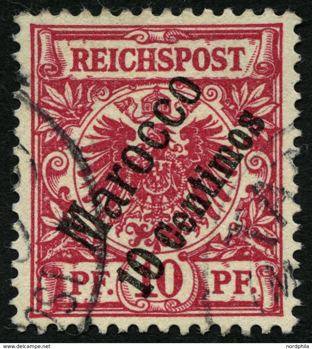 DP IN MAROKKO 3c O, 1899, 10 C. Auf 10 Pf. Rotkarmin, Pracht, Fotobefund Jäschke-L., Mi. 260.- - Deutsche Post In Marokko