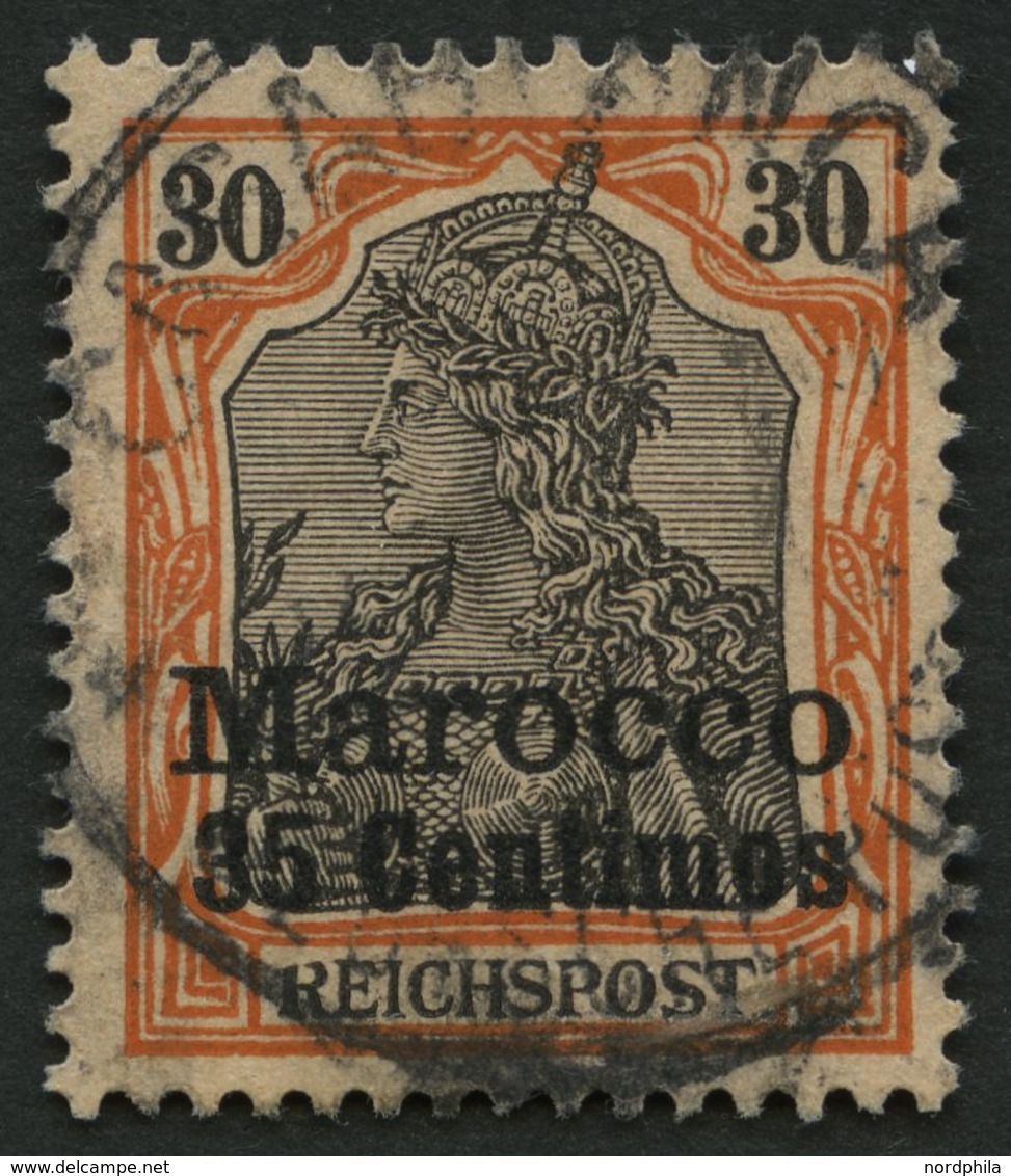 DP IN MAROKKO 12PFII O, 1900, 35 C. Auf 30 Pf. Mit Plattenfehler Kopf Des R In Reichspost Oben Schräg Abgeschnitten Und  - Marocco (uffici)