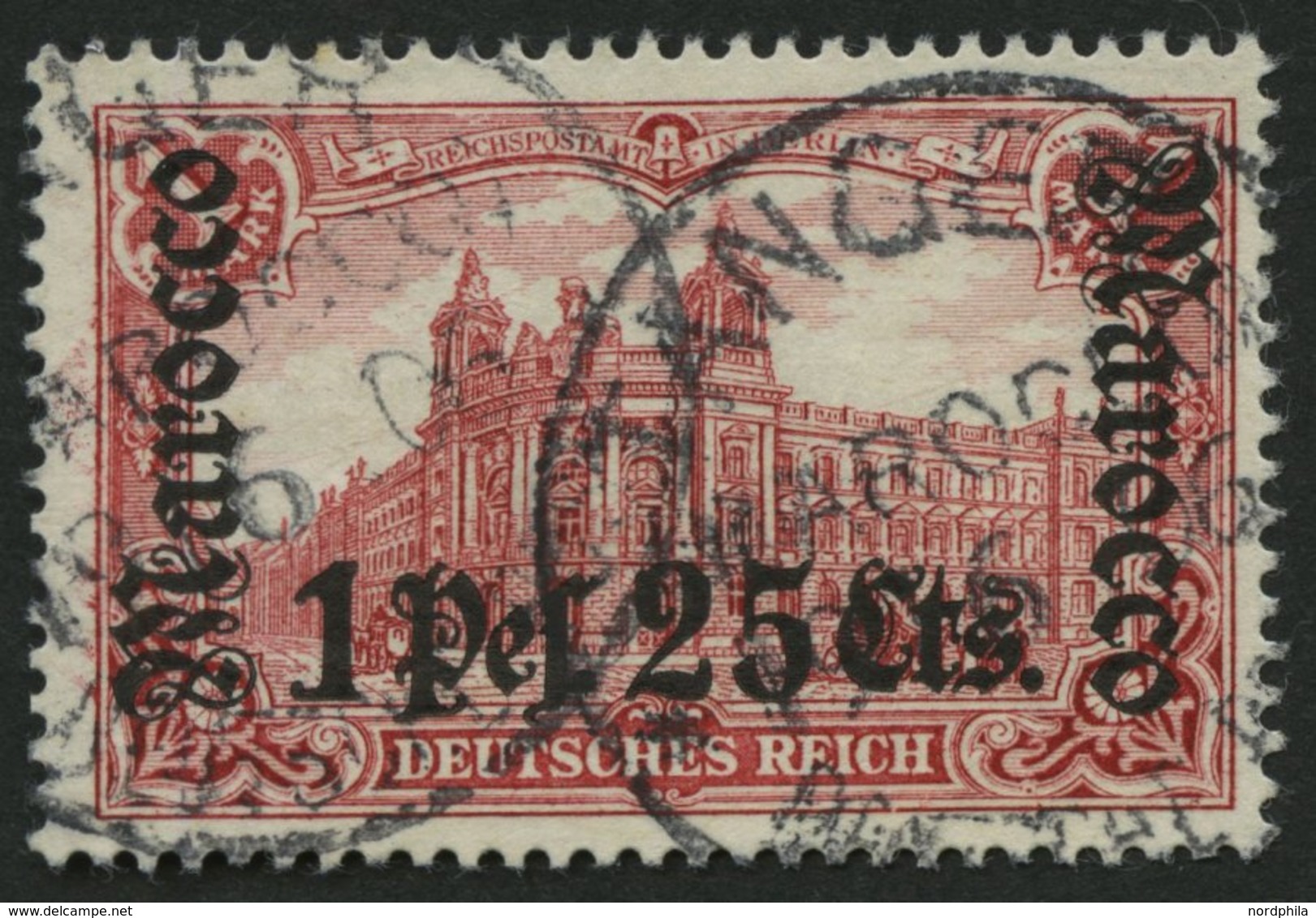 DP IN MAROKKO 30A O, 1905, 1 P. 25 C. Auf 1 M., Ohne Wz., Gezähnt A, Pracht, Mi. 190.- - Marocco (uffici)