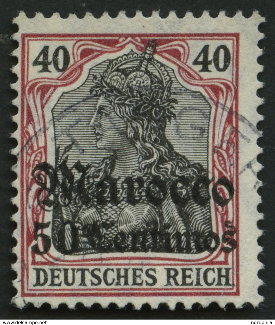 DP IN MAROKKO 40 O, 1908, 50 C. Auf 40 Pf., Mit Wz., Pracht, Gepr. Bühler, Mi. 180.- - Marocco (uffici)