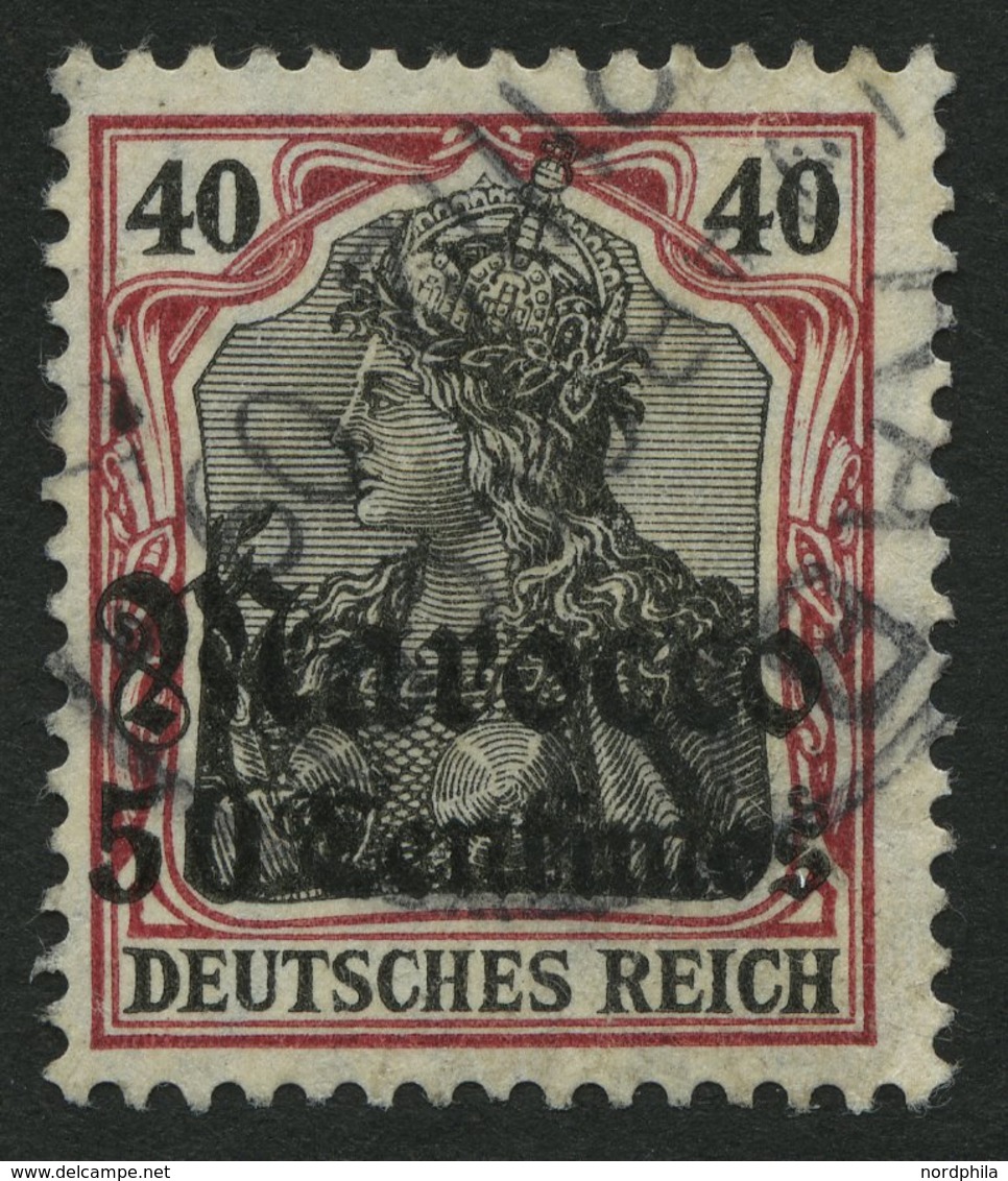 DP IN MAROKKO 40 O, 1908, 50 C. Auf 40 Pf., Mit Wz., Feinst, Gepr. Jäschke-L., Mi. 180.- - Marocco (uffici)