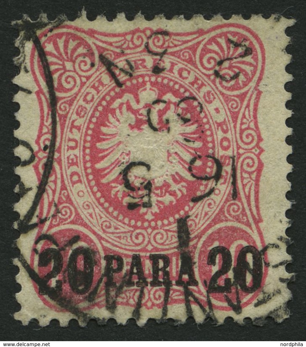 DP TÜRKEI 2a O, 1884, 20 PA. Auf 10 Pf. Lebhaftrosa, üblich Gezähnt Pracht, Gepr. Bothe, Mi. 120.- - Turchia (uffici)