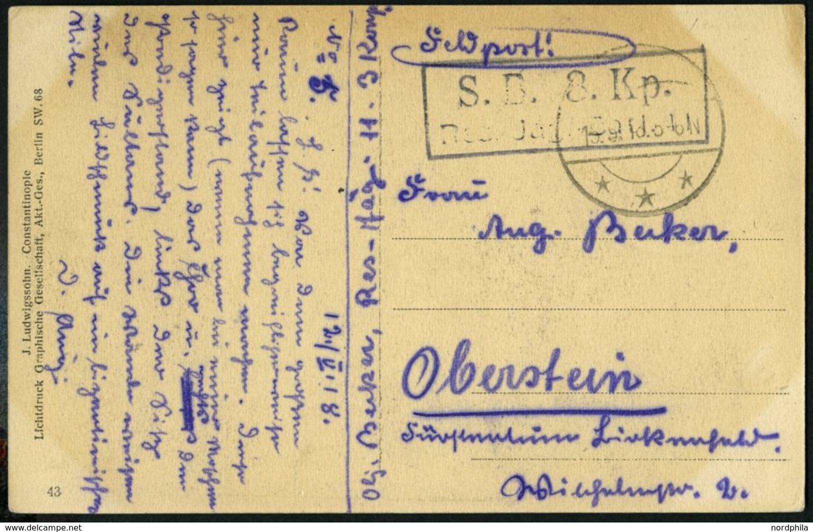DP TÜRKEI 1918 Feldpoststation RAJAK Auf Feldpost-Ansichtskarte Der 3.Komp.Res.Jäg.Batt. 11, Pracht - Deutsche Post In Der Türkei