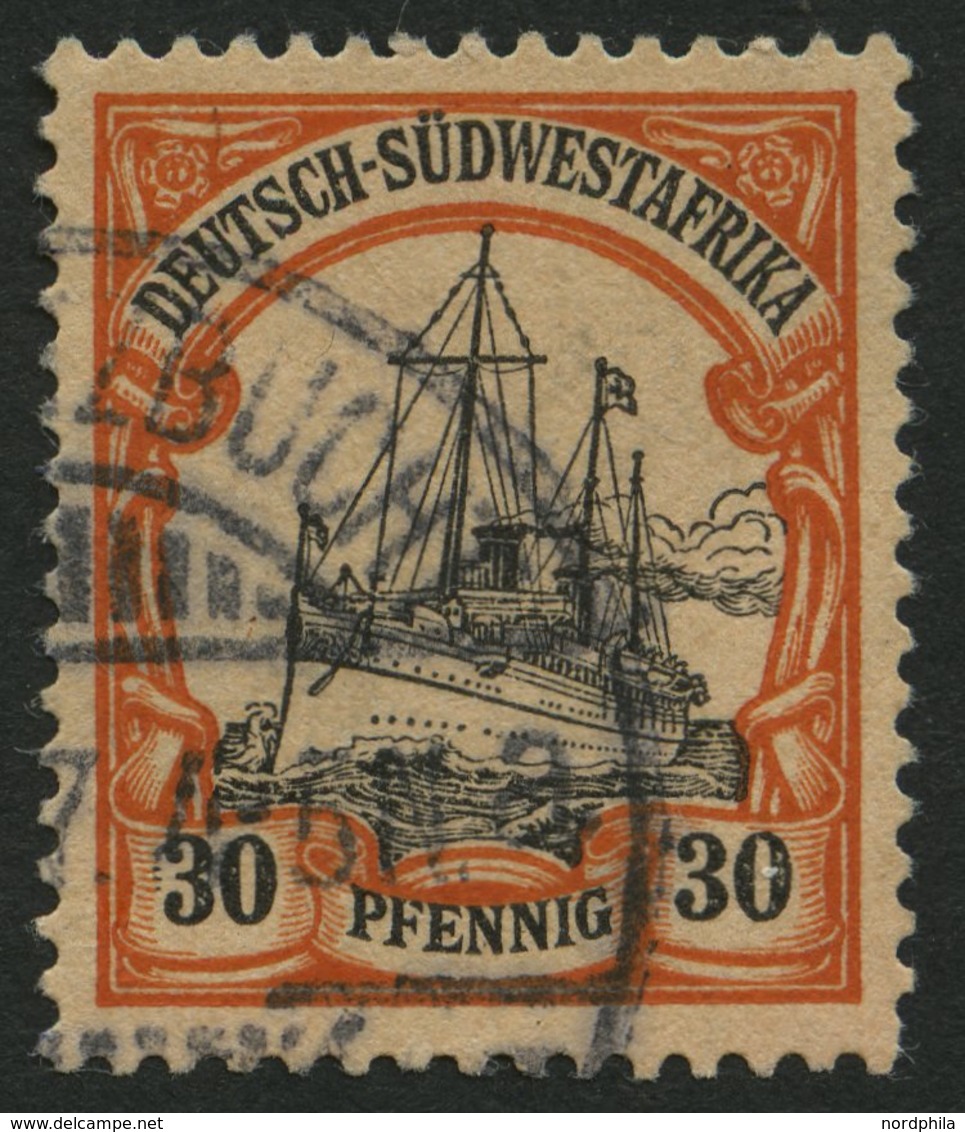 DSWA 16I O, 1901, 30 Pf., Ohne Wz., Mit Abart Striche Vor 3 In Der Linken 30, Feinst, Gepr. Jäschke-L., Mi. 180.- - Sud-Ouest Africain Allemand