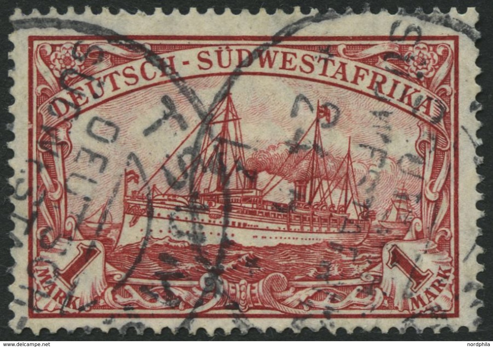 DSWA 29A O, 1912, 1 M. Karminrot, Mit Wz., Stempel TSUMEB, Pracht, Mi. 95.- - Deutsch-Südwestafrika