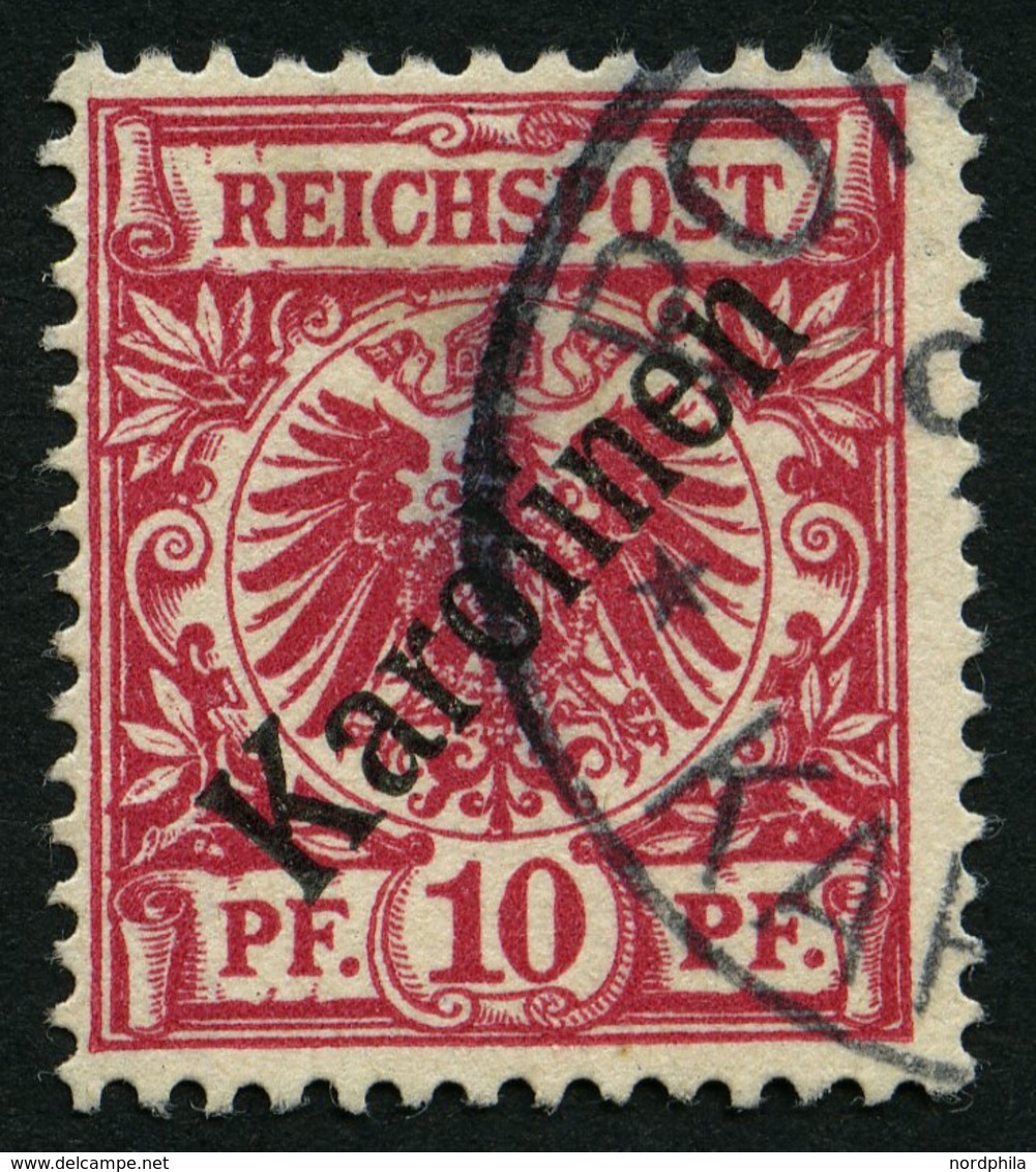 KAROLINEN 3I O, 1899, 10 Pf. Diagonaler Aufdruck, Pracht, Gepr. Bothe, Mi. 160.- - Karolinen