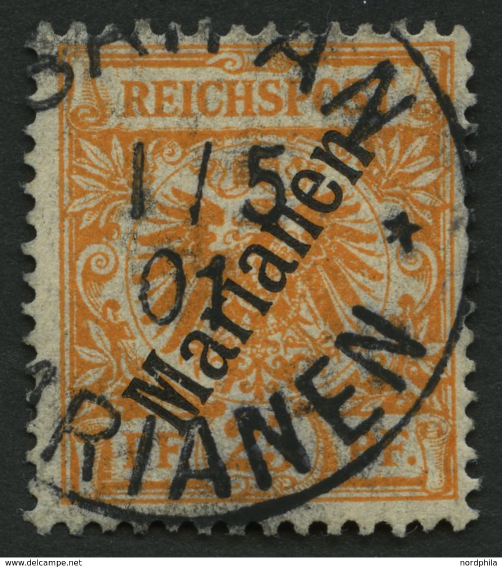 MARIANEN 5IIa O, 1900, 25 Pf. Gelblichorange Steiler Aufdruck, Pracht, Gepr. Dr. Lantelme, Mi. 190.- - Marianen