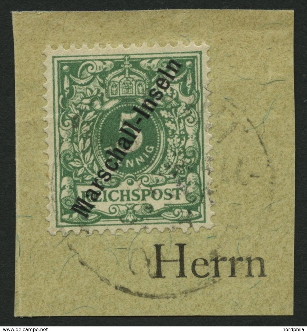 MARSHALL-INSELN 2II BrfStk, 1899, 5 Pf. Berliner Ausgabe, 1. Stempel JALUIT, Waagerechte Bugspur Sonst Prachtbriefstück, - Isole Marshall