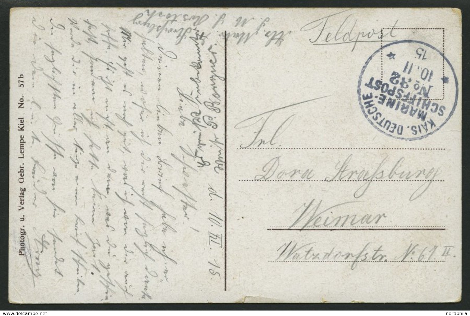 MSP VON 1914 - 1918 32 (Kleiner Kreuzer ROSTOCK), 10.11.1915, Feldpost-Ansichtskarte Von Bord Der Rostock, Pracht - Schiffahrt