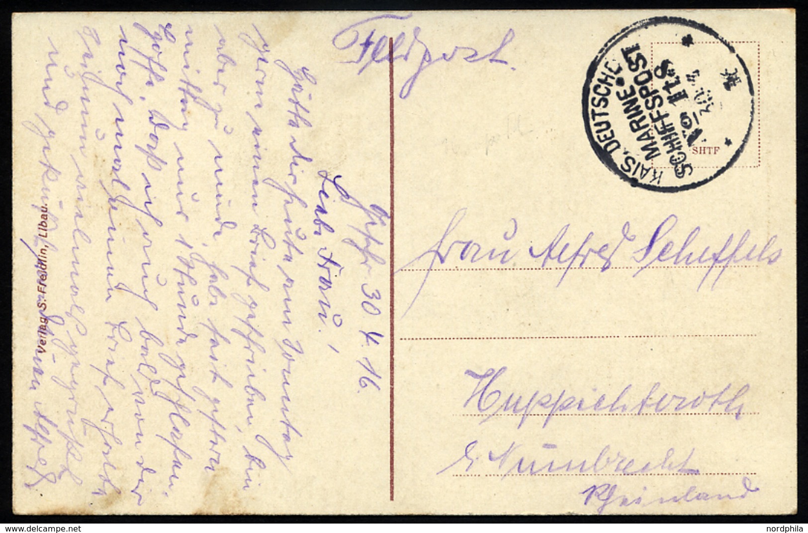 MSP VON 1914 - 1918 118 (16. T-Boots-Halbflottille), 30.4.1916, Feldpost-Ansichtskarte, Pracht - Marittimi