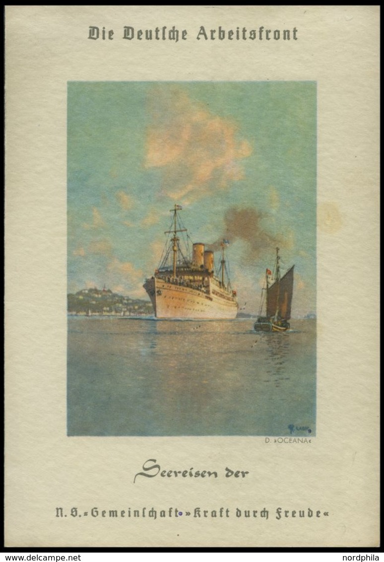 DEUTSCHE SCHIFFSPOST 1938, KDF- Tagesveranstaltungskarte Vom 24. 12., Inklusive Speisenfolge Von Bord Der OCEANA , Feins - Schiffahrt