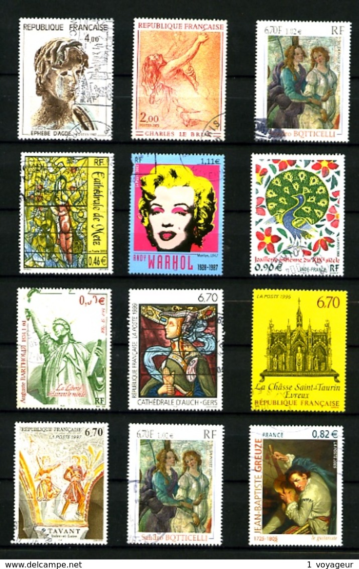 FRANCE - TABLEAUX - Oblitérés - Environ 175 timbres - Des multiples - Très beaux dans l'ensemble