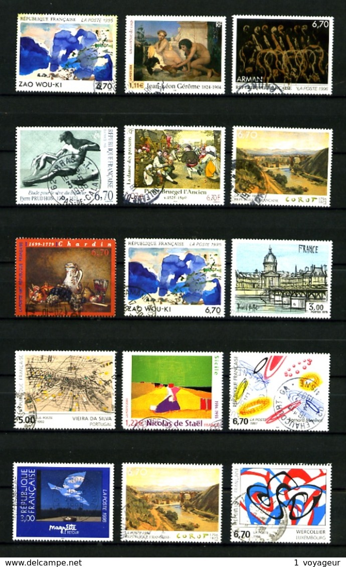 FRANCE - TABLEAUX - Oblitérés - Environ 175 timbres - Des multiples - Très beaux dans l'ensemble