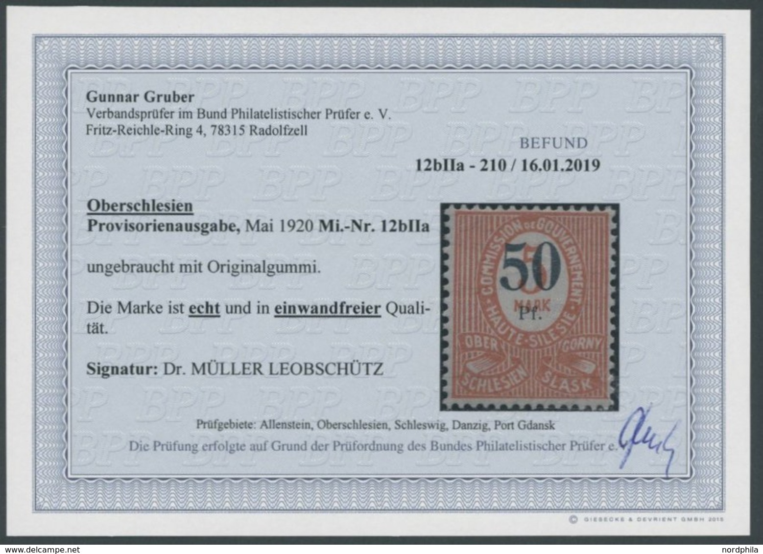 1920, 50 Pf. Auf 5 M., Grünschwarzer Aufdruck, Type IIa, Falzrest, Pracht, Fotobefund Gruber, Mi. 250.- -> Automatically - Altri & Non Classificati