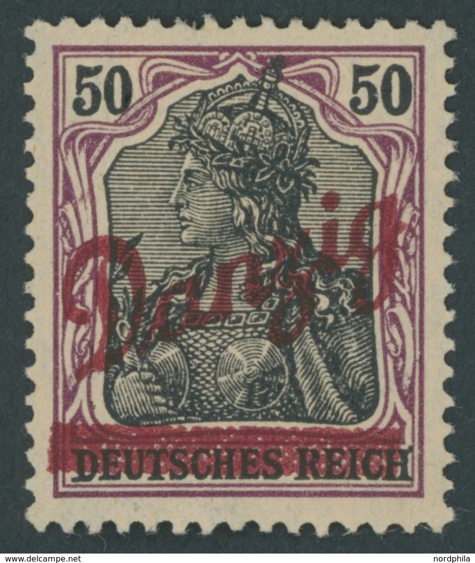 FREIE STADT DANZIG 39 *, 1920, 50 Pf. Kleiner Innendienst, Falzrest, Pracht, Mi. 200.- - Altri & Non Classificati