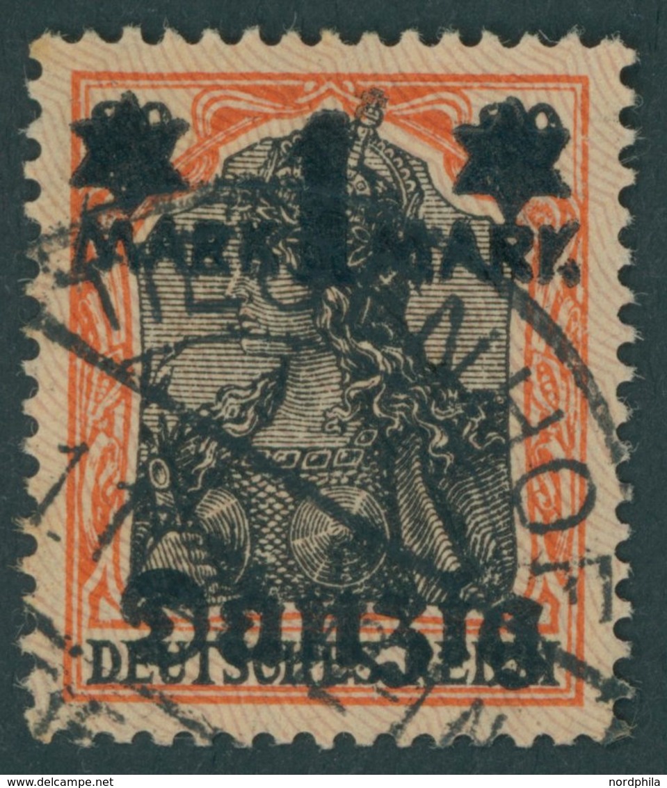 FREIE STADT DANZIG 41I O, 1920, 1 M. Auf 30 Pf., Lilagrauer Netzunterdruck, Spitzen Nach Oben, Stempel TIEGENHOF, Pracht - Sonstige & Ohne Zuordnung