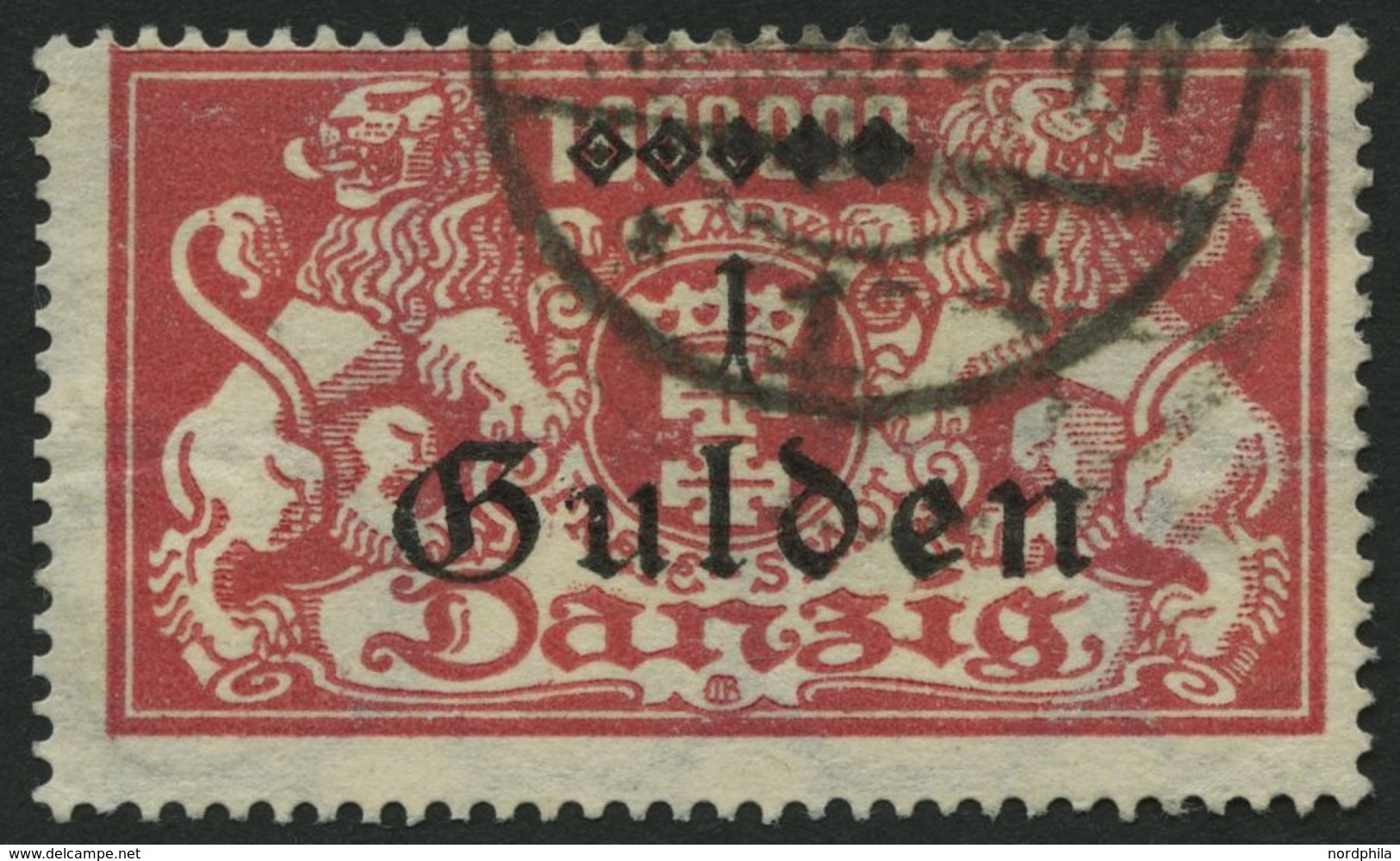 FREIE STADT DANZIG 189I O, 1923, 1 G. Auf 1 Mio. M. Lilarot Mit Abart Schrägstrich Durch K Von Mark, Pracht, Gepr. Dr. O - Sonstige & Ohne Zuordnung