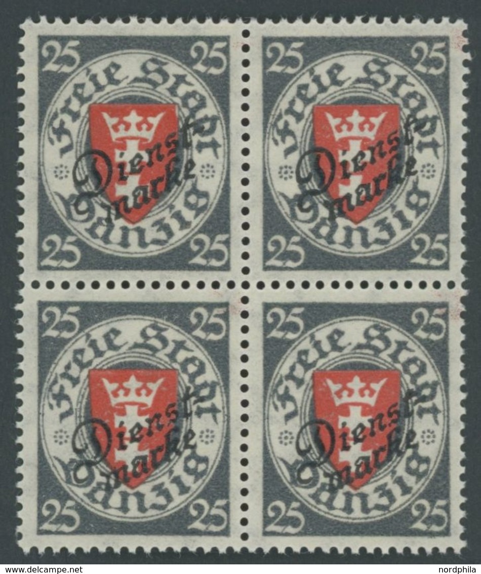 DIENSTMARKEN D 46a VB **, 1924, 25 Pf. Dunkeltürkisgrau/lebhaftzinnoberrot Im Viererblock, Postfrisch, Pracht, Mi. 280.- - Sonstige & Ohne Zuordnung