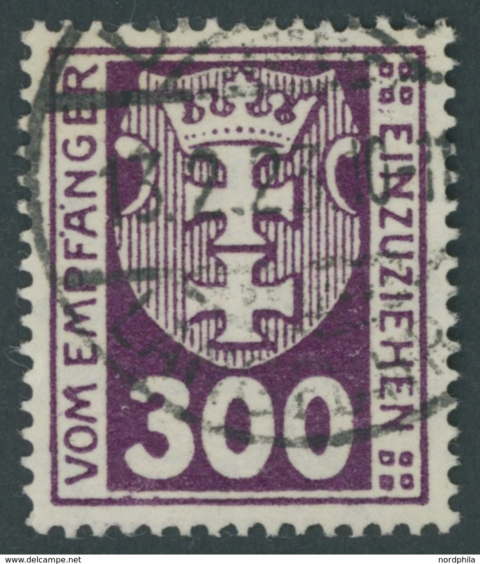 PORTOMARKEN P 17Y O, 1923, 300 Pf. Dunkelpupur, Zeitgerechte Entwertung DANZIG-LANGFUHR A, Pracht, Fotoattest Soecknick, - Sonstige & Ohne Zuordnung