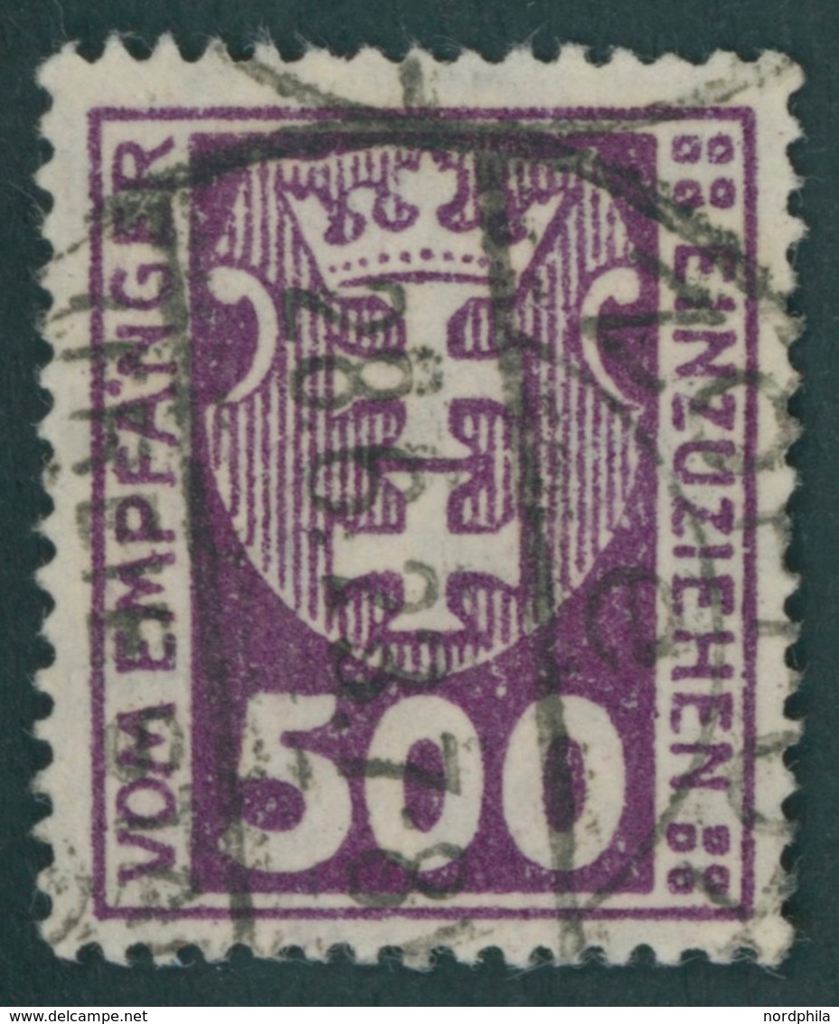 PORTOMARKEN P 19X O, 1923, 500 Pf. Dunkelpurpur, Wz. 3X, Pracht, Gepr. Gruber Und Infla, Mi. 700.- - Andere & Zonder Classificatie