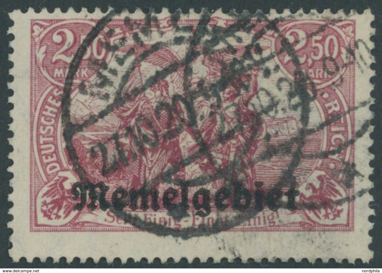 1920, 2.50 M. Rotkarmin, Pracht, Gepr. Huylmans, Mi. 80.- -> Automatically Generated Translation: 1920, 2.50 M. Red Carm - Memelgebiet 1923