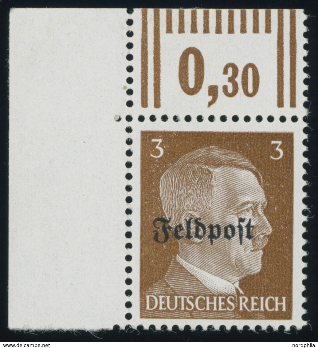 FELDPOSTMARKEN 17z **, 1945, 3 Pf. Ruhrkessel, Senkrechte Gummiriffelung, Postfrisch, Pracht, Mi. 70.- - Occupation 1938-45