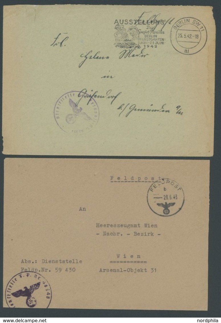 1942-44, SS Leibstandarte Adolf Hitler, 3 Verschiedene Feldpostbriefe Mit Dienst- Und Feldpostnotstempeln, Dabei Sonderk - Occupation 1938-45