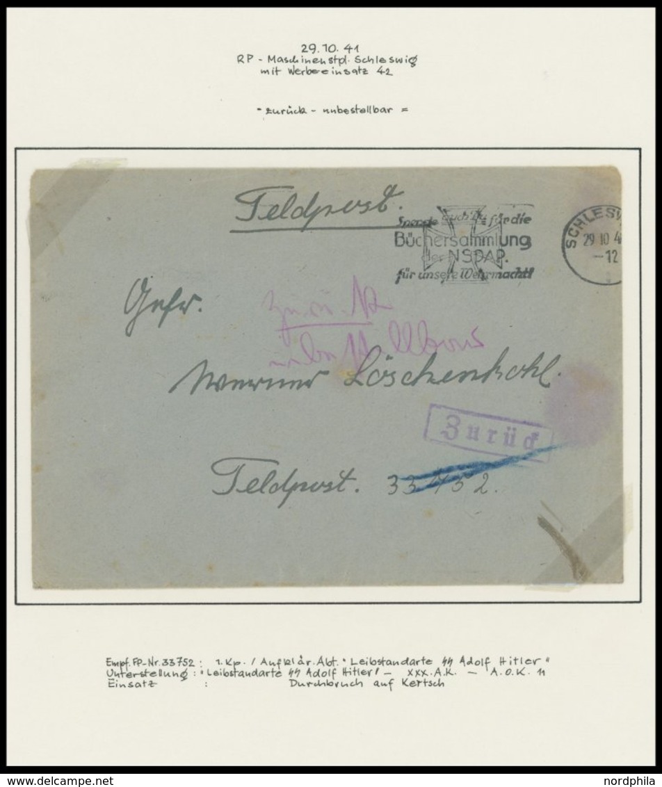 1941, Leibstandarte SS Adolf Hitler, 4 Verschiedene Feldpostbriefe (Fp-Nr. 33752) Aus Der Vormarschzeit Auf Moskau (3x Z - Occupation 1938-45