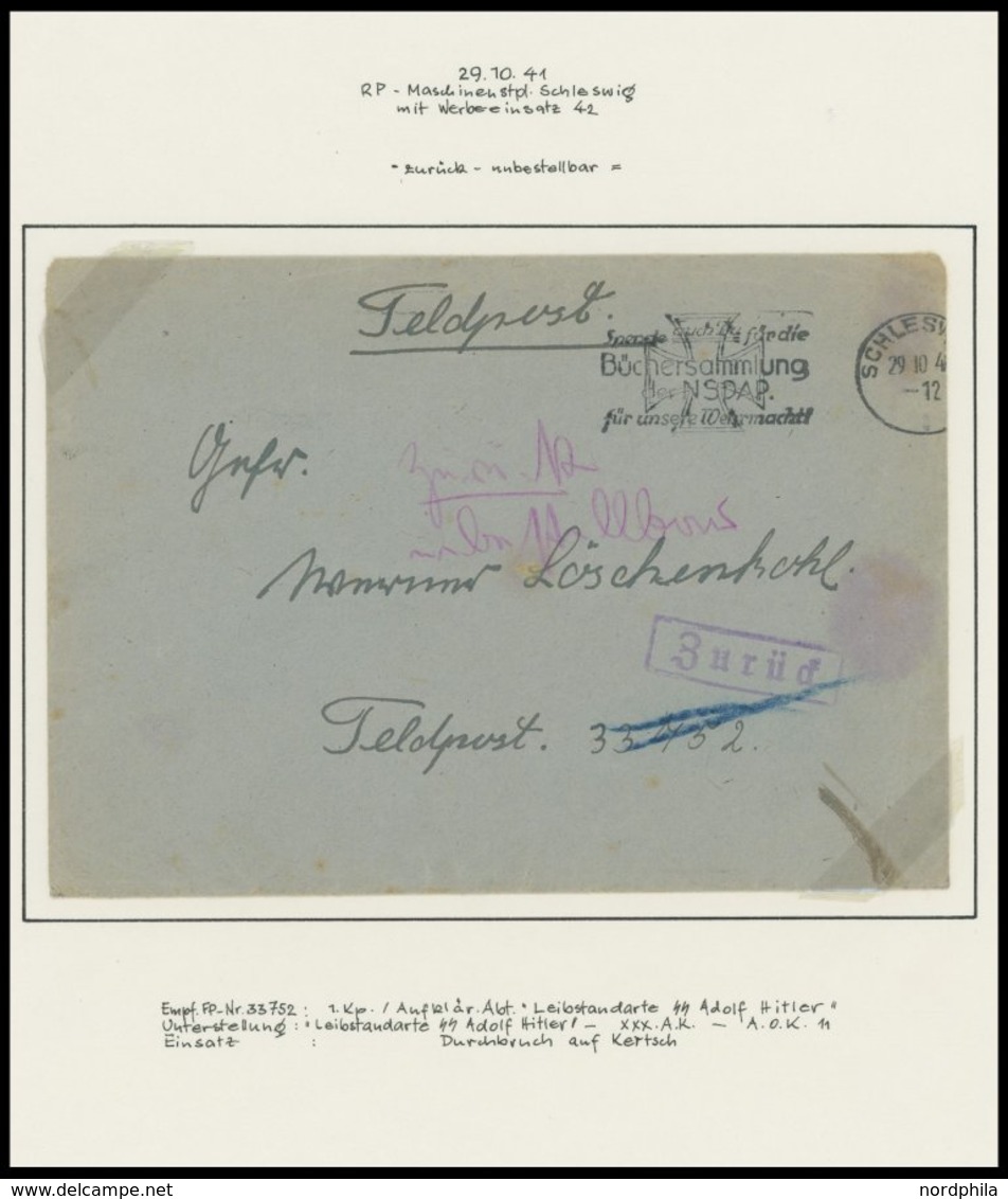1941, Leibstandarte SS Adolf Hitler, 4 Verschiedene Feldpostbriefe (Fp-Nr. 33752) Aus Der Vormarschzeit Auf Moskau (3x Z - Besetzungen 1938-45