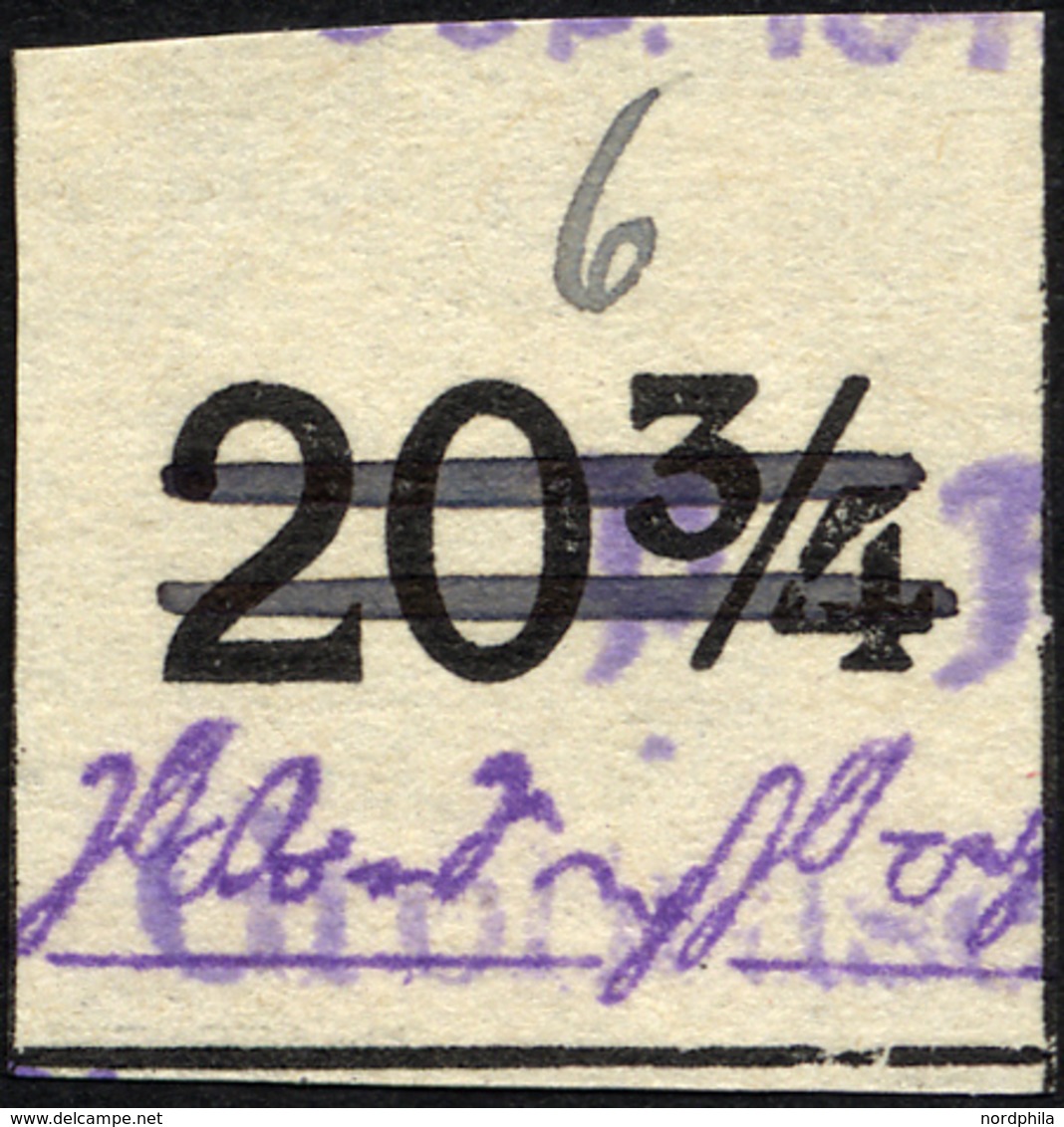 GROSSRÄSCHEN-VORLÄUFER V 22IU O, 1945, 6 Pf. Wertziffer Schwarz Statt Rot, Ungezähnt, Pracht, Gepr. Dr. Arenz, Mi. 400.- - Privatpost