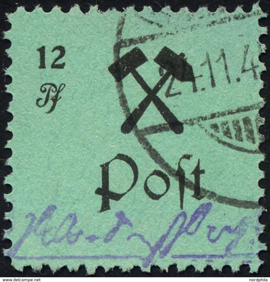 GROSSRÄSCHEN 25I O, 1945, 12 Pf. Schwarz Auf Grün, Type I, Pracht, Mi. 65.- - Privatpost