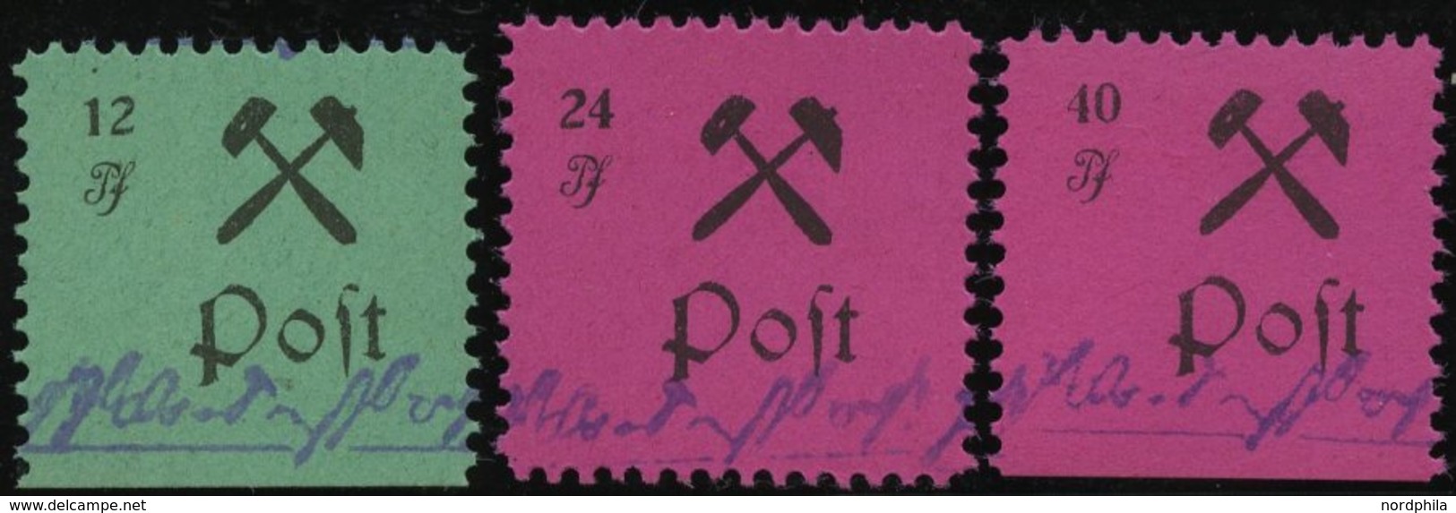 GROSSRÄSCHEN 25-27IV **, 1945, 12- 40 Pf., Type IV (Schusterkammer), Prachtsatz, Mi. 600.- - Postes Privées & Locales