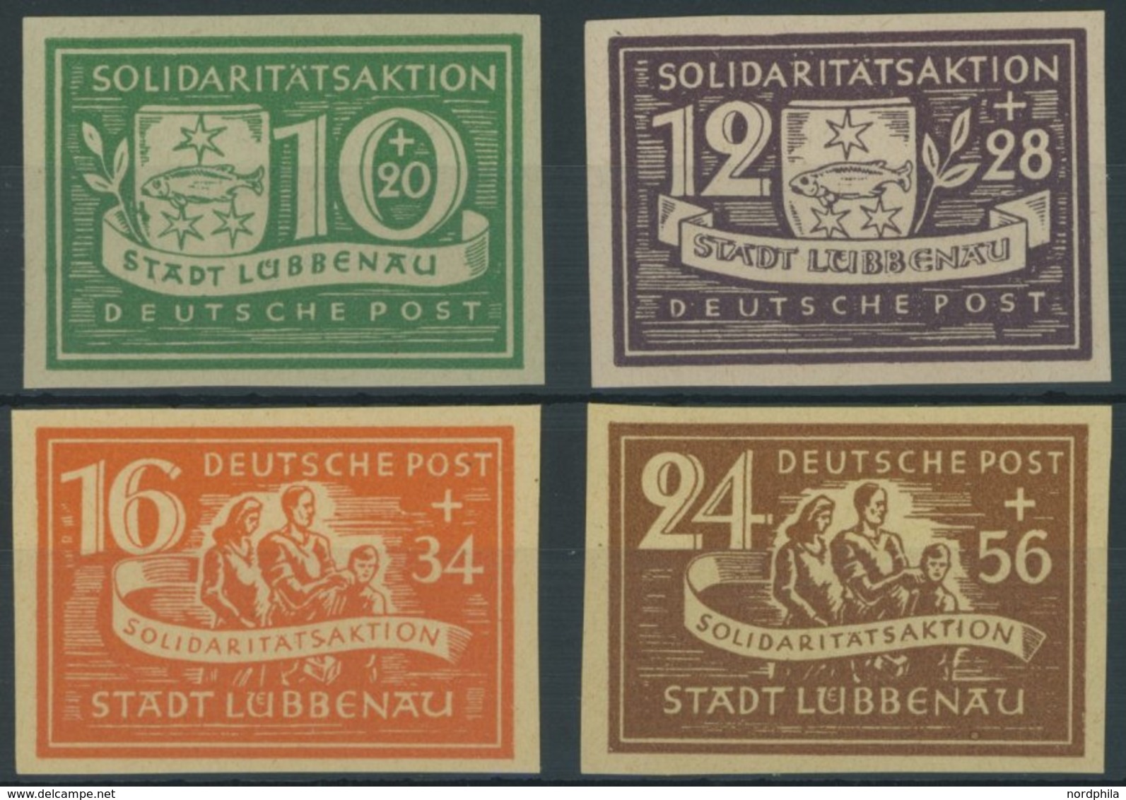 LÜBBENAU 9-12B **, 1946, Solidaritätsaktion, Ungezähnt, Prachtsatz, Mi. 60.- - Altri & Non Classificati