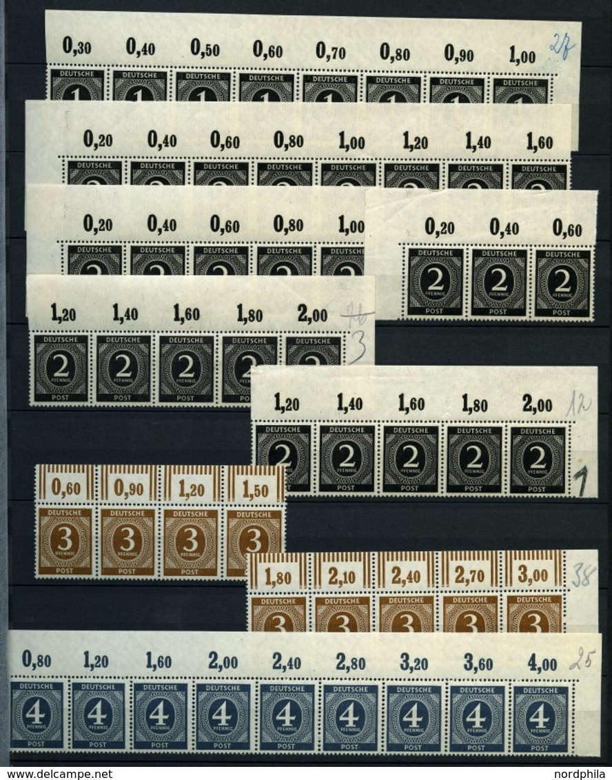 ALLIIERTE BES. 911-36 **, 1946, 1 - 84 Pf. Ziffer, Partie Oberrandstreifen, Pracht, Mi. 600.- - Sonstige & Ohne Zuordnung