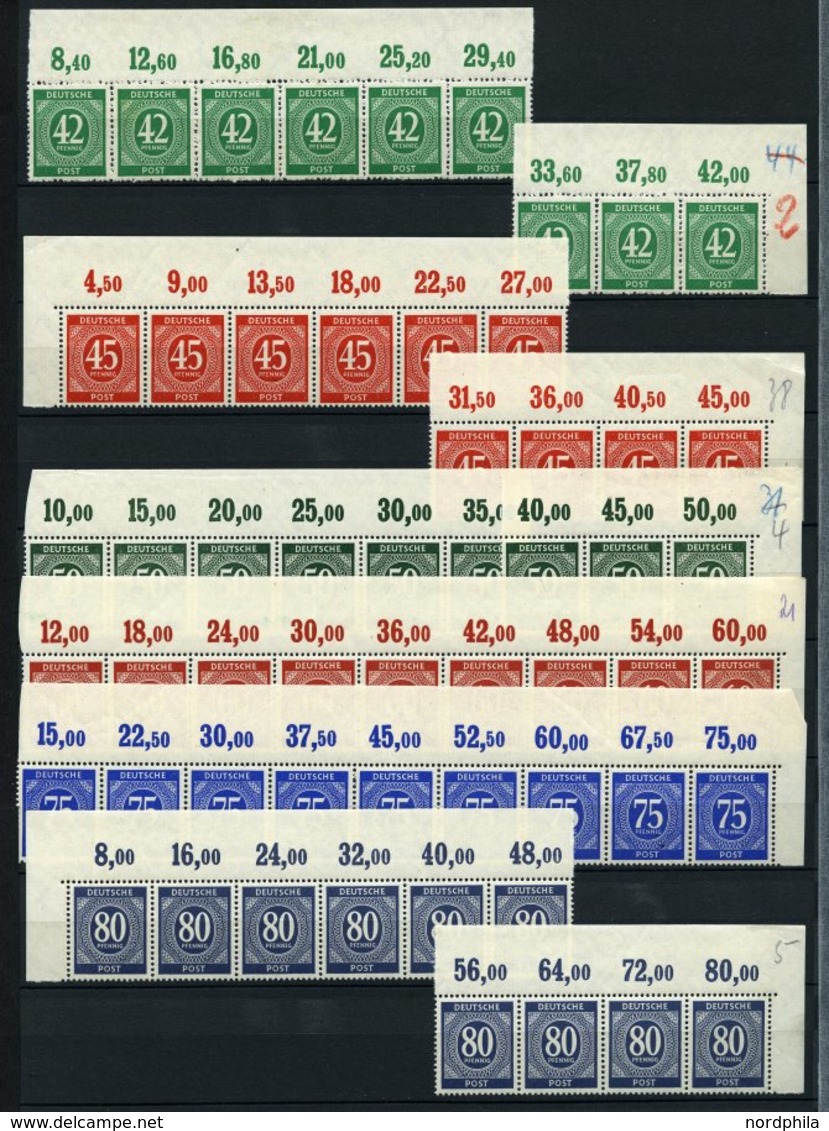 ALLIIERTE BES. 911-36 **, 1946, 1 - 84 Pf. Ziffer, Partie Oberrandstreifen, Pracht, Mi. 600.- - Sonstige & Ohne Zuordnung