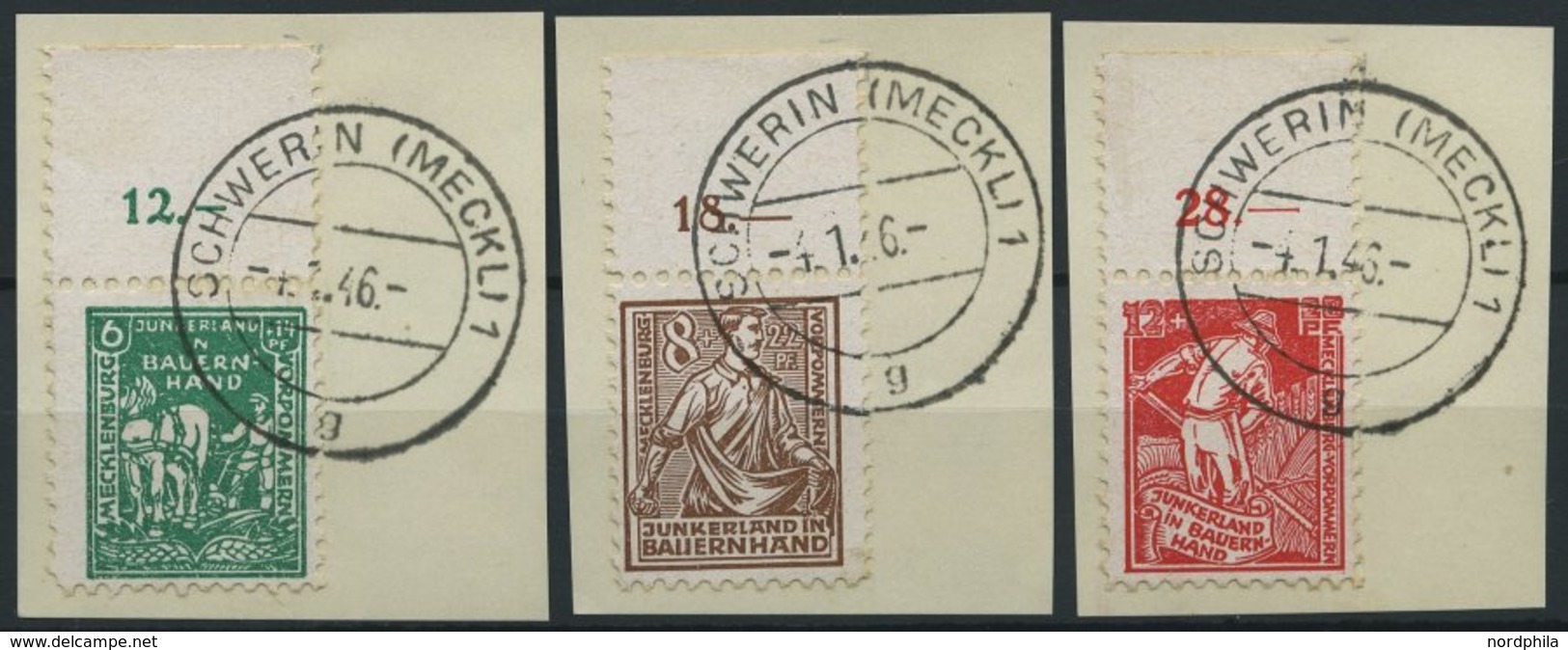 MECKLENBURG-VORPOMMERN 23-25a BrfStk, 1945, Junkerland, Alle Vom Oberrand, Prachtsatz, Gepr. Kramp, Mi. (160.-) - Sonstige & Ohne Zuordnung