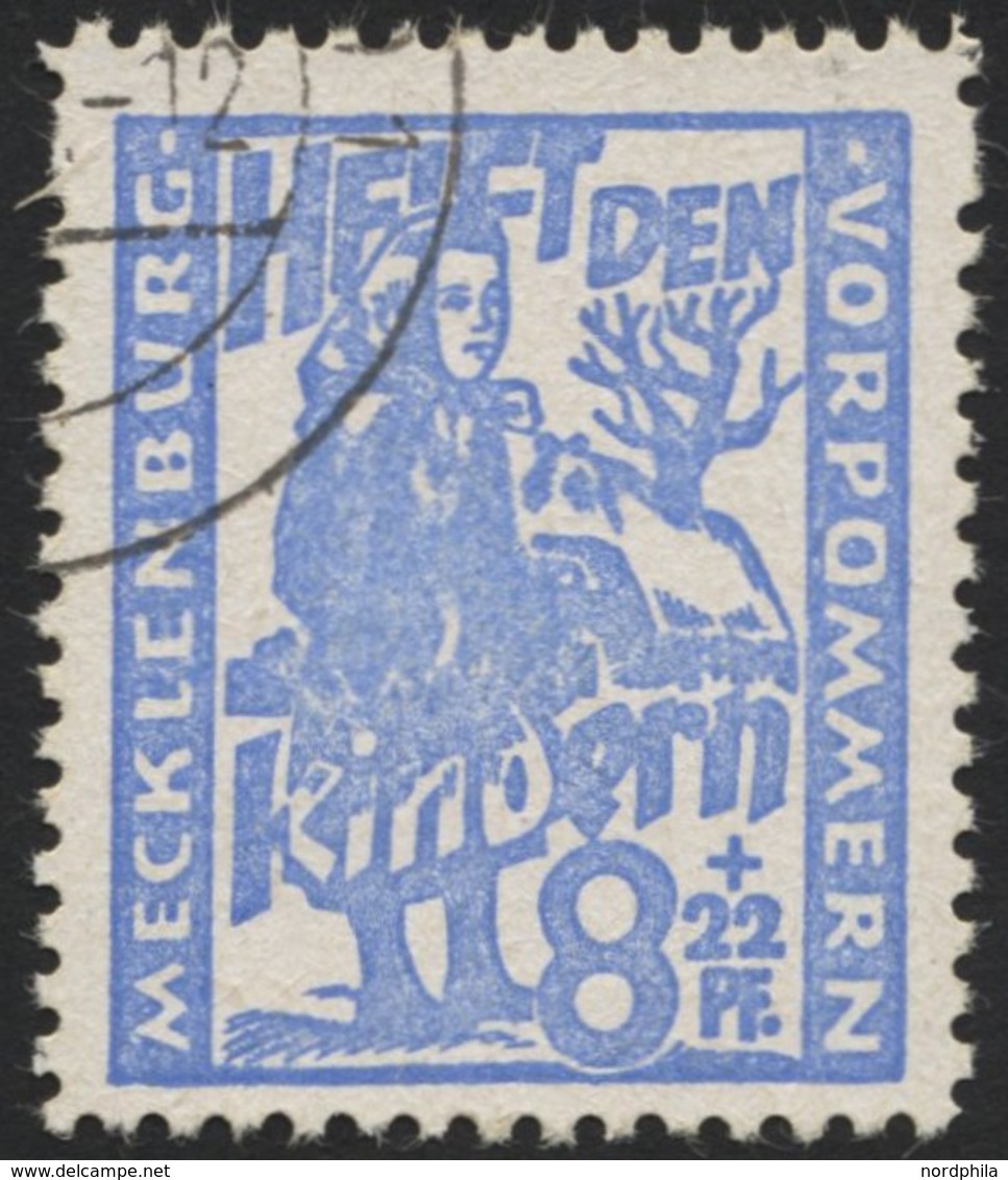 MECKLENBURG-VORPOMMERN 27a O, 1945, 8 Pf. Hellultramarin Kinderhilfe, Pracht, Gepr. Kramp, Mi. 60.- - Sonstige & Ohne Zuordnung