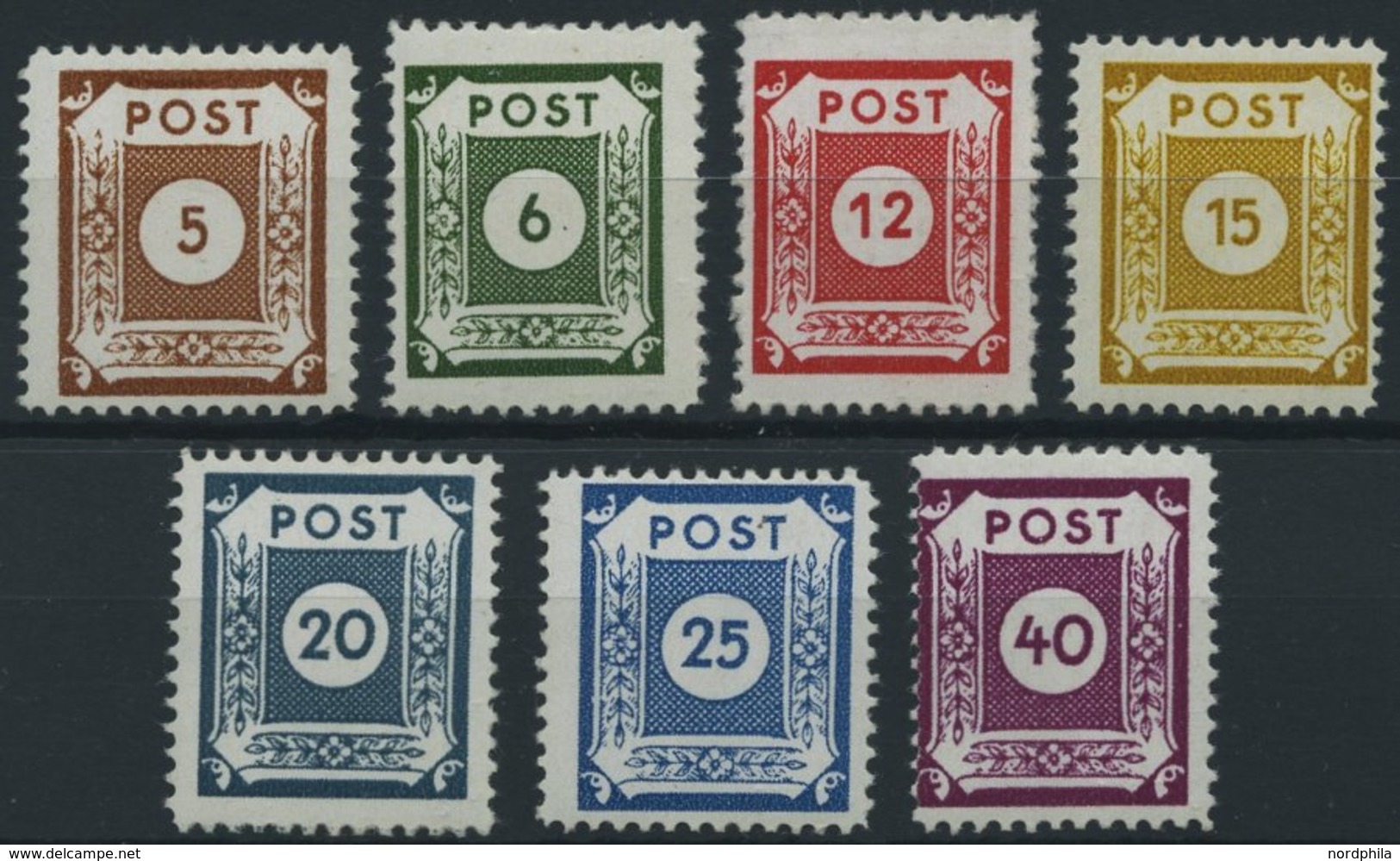 OST-SACHSEN DIII *, 1945, 5, 6 Pf. Und 12 - 40 Pf. Coswig (Mi.Nr. 42/3,46-50DIII), Gezähnt L 111/2, Falzrest, 7 Prachtwe - Autres & Non Classés