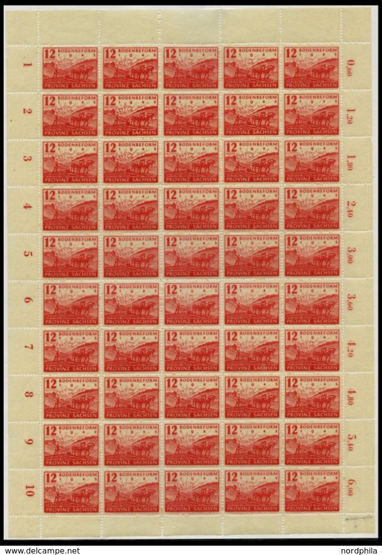 PROVINZ SACHSEN 90/1Y **, 1946, Bodenreform Auf Zigarettenpaier Mit Kopfstehendem Wz. Im Bogensatz (50), Pracht, Mi. 100 - Sonstige & Ohne Zuordnung