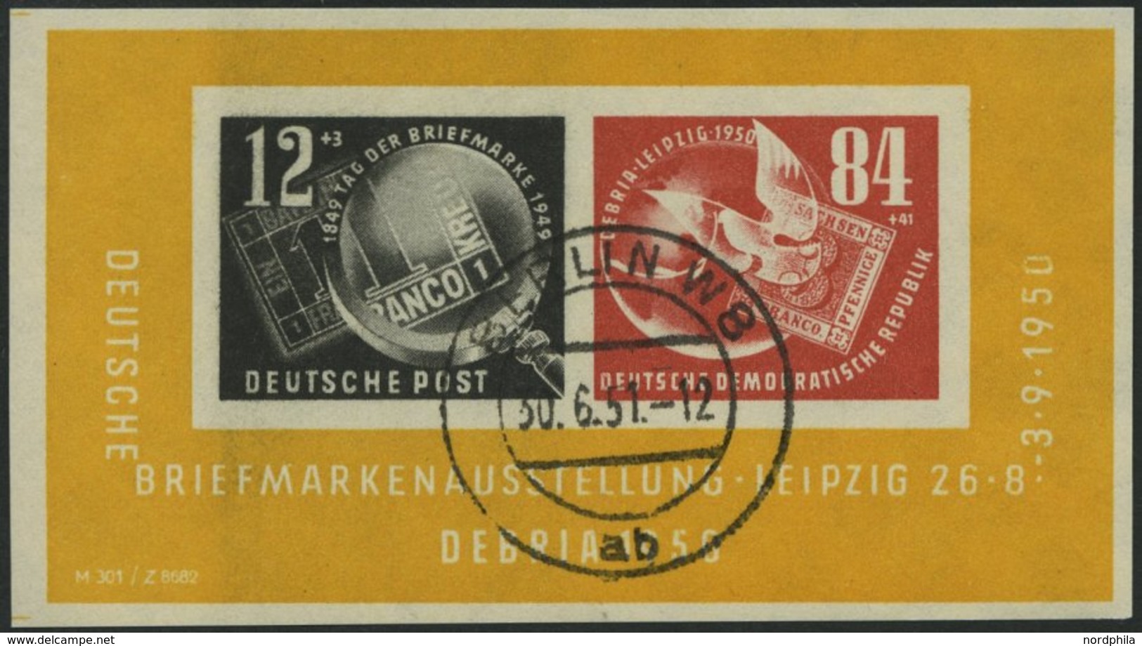 DDR Bl. 7 O, 1950, Block Debria, Tagesstempel, Pracht, Mi. 170.- - Autres & Non Classés